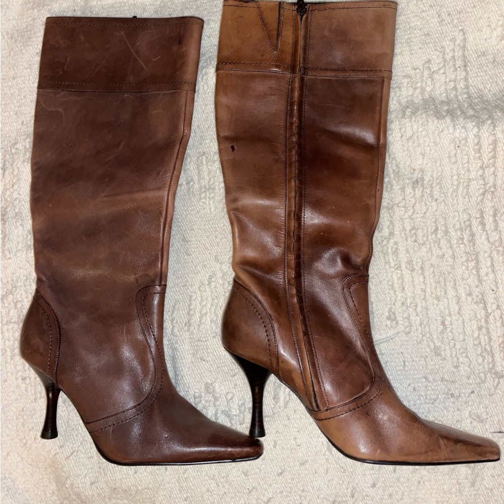 Brown Leather Knee-High Boots